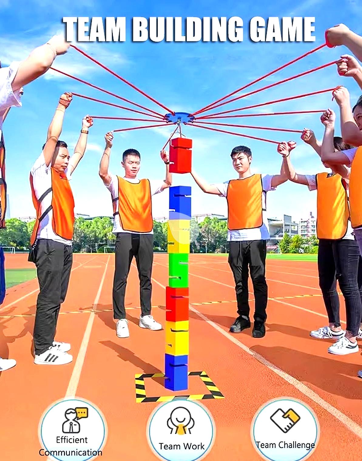 Kids engaged in teamwork activities outdoors