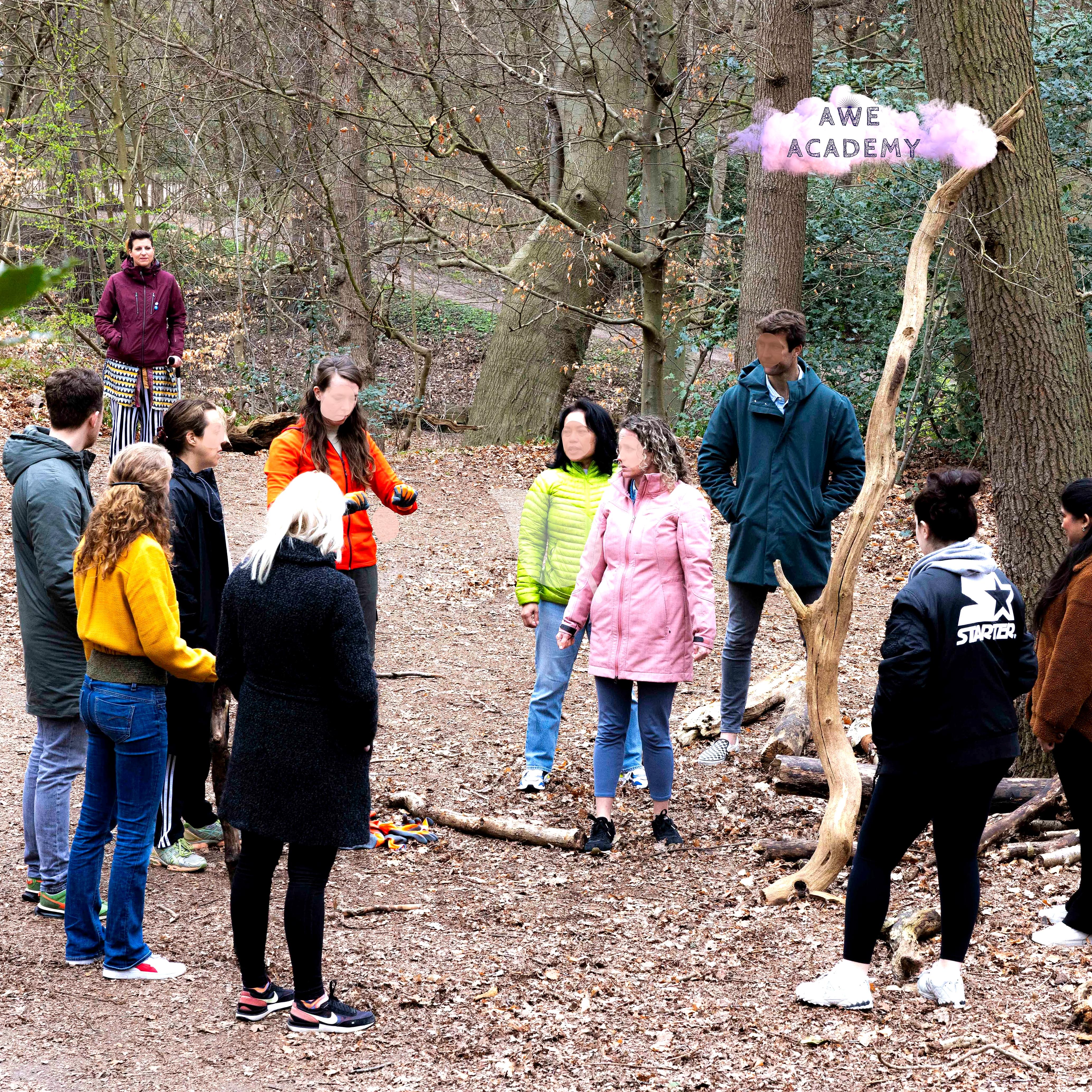 Children engaged in team nature project