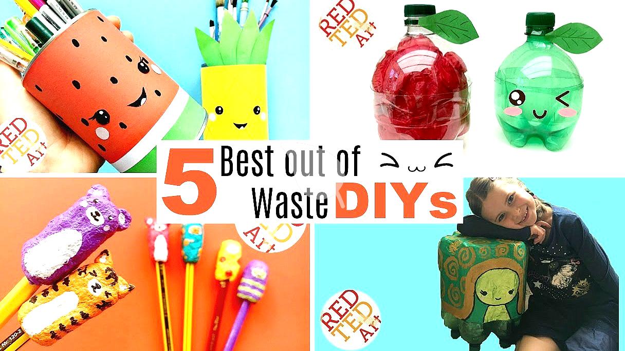 Child crafting bird feeder from recycled materials