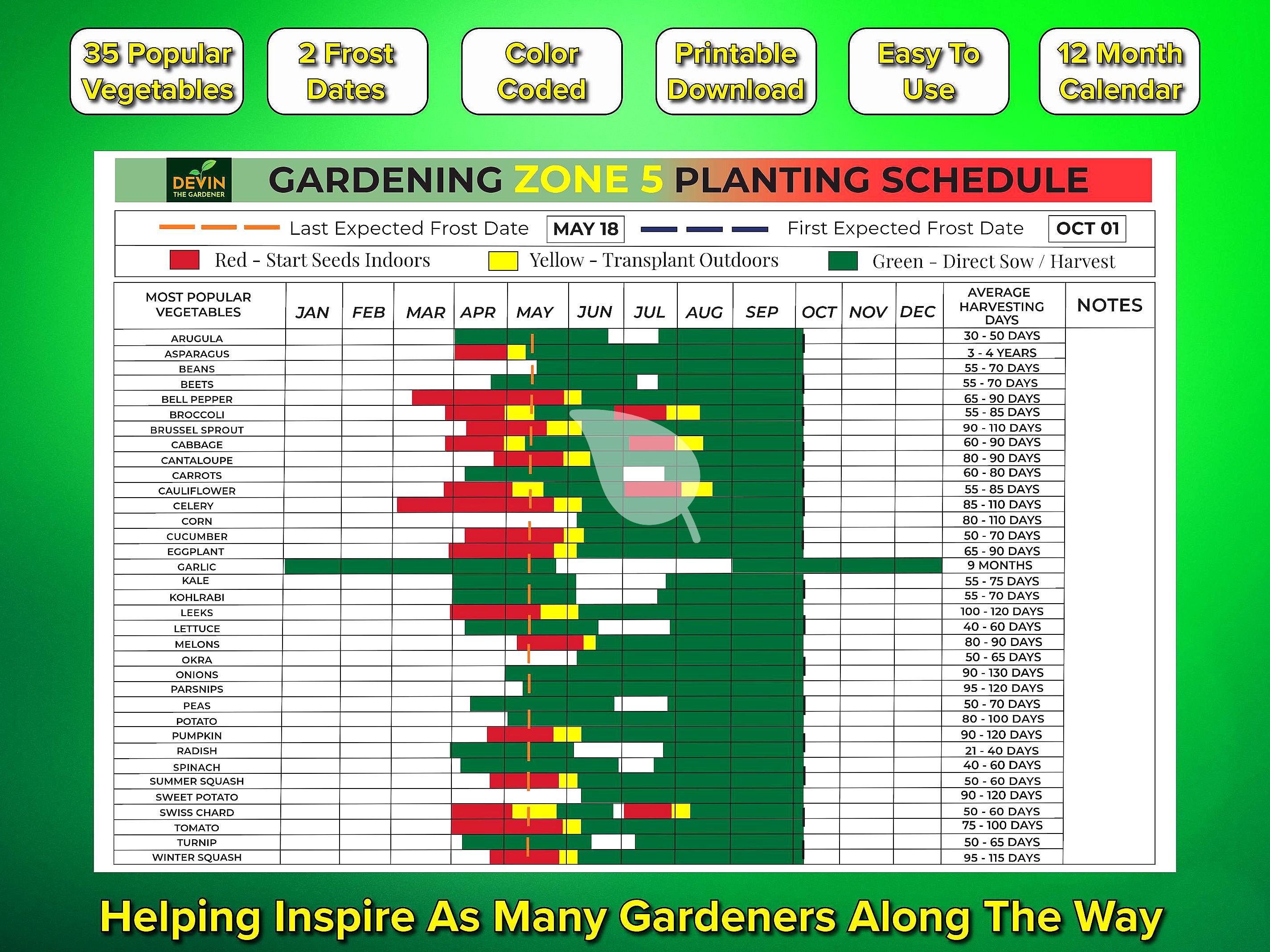 USDA zone map with winter planting schedule infographic