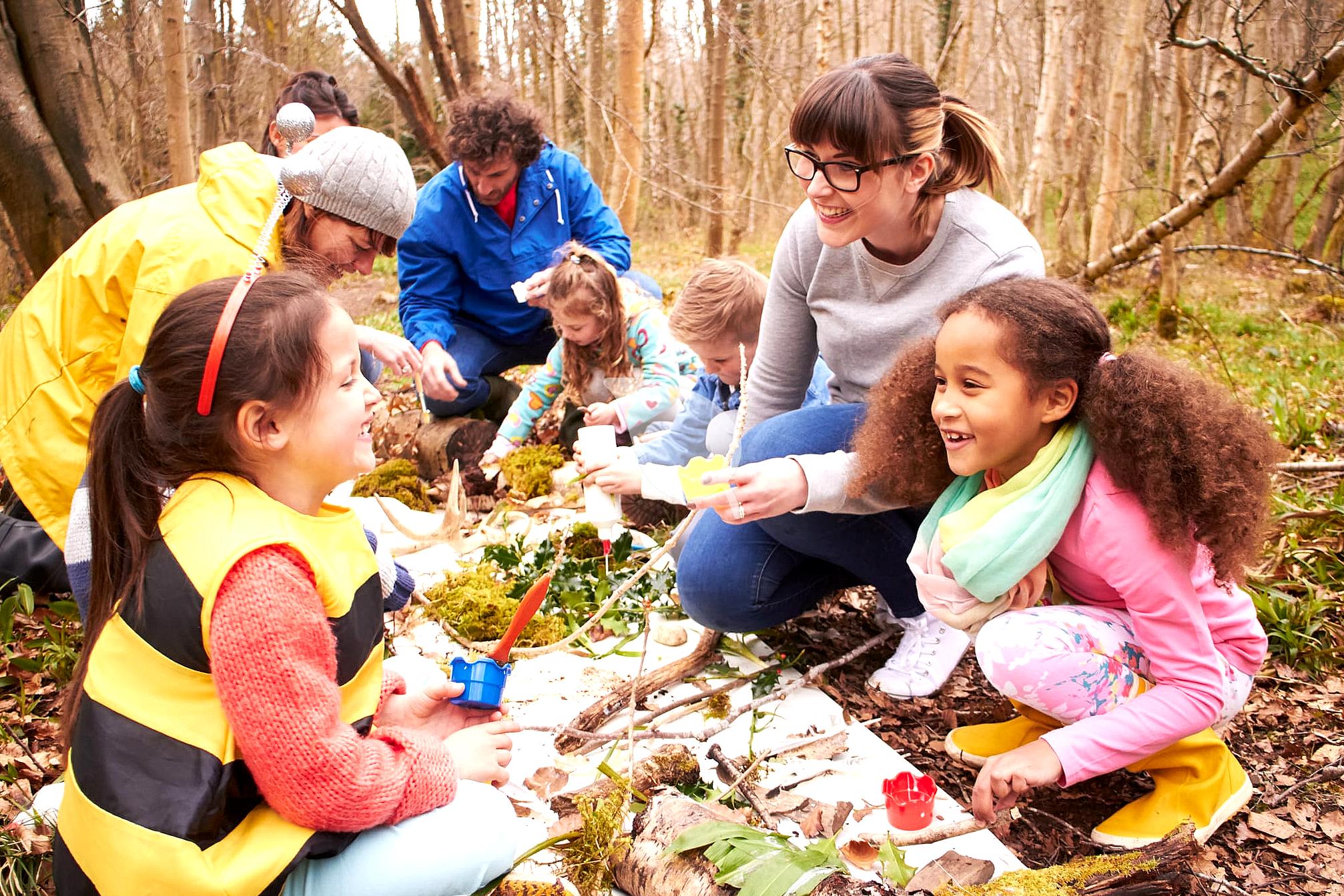 Children engaged in outdoor learning in nature's classroom