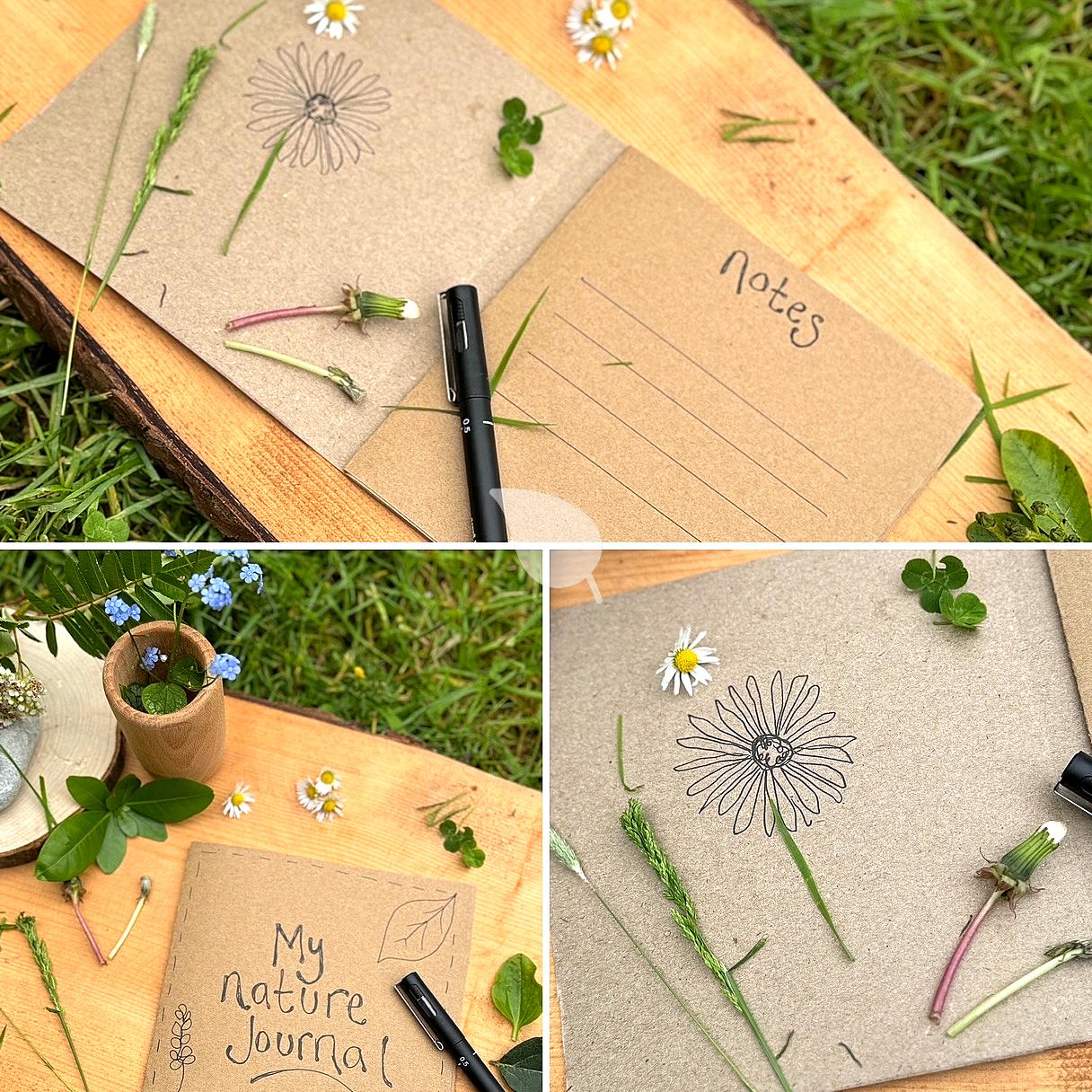 Child writing in a winter nature journal