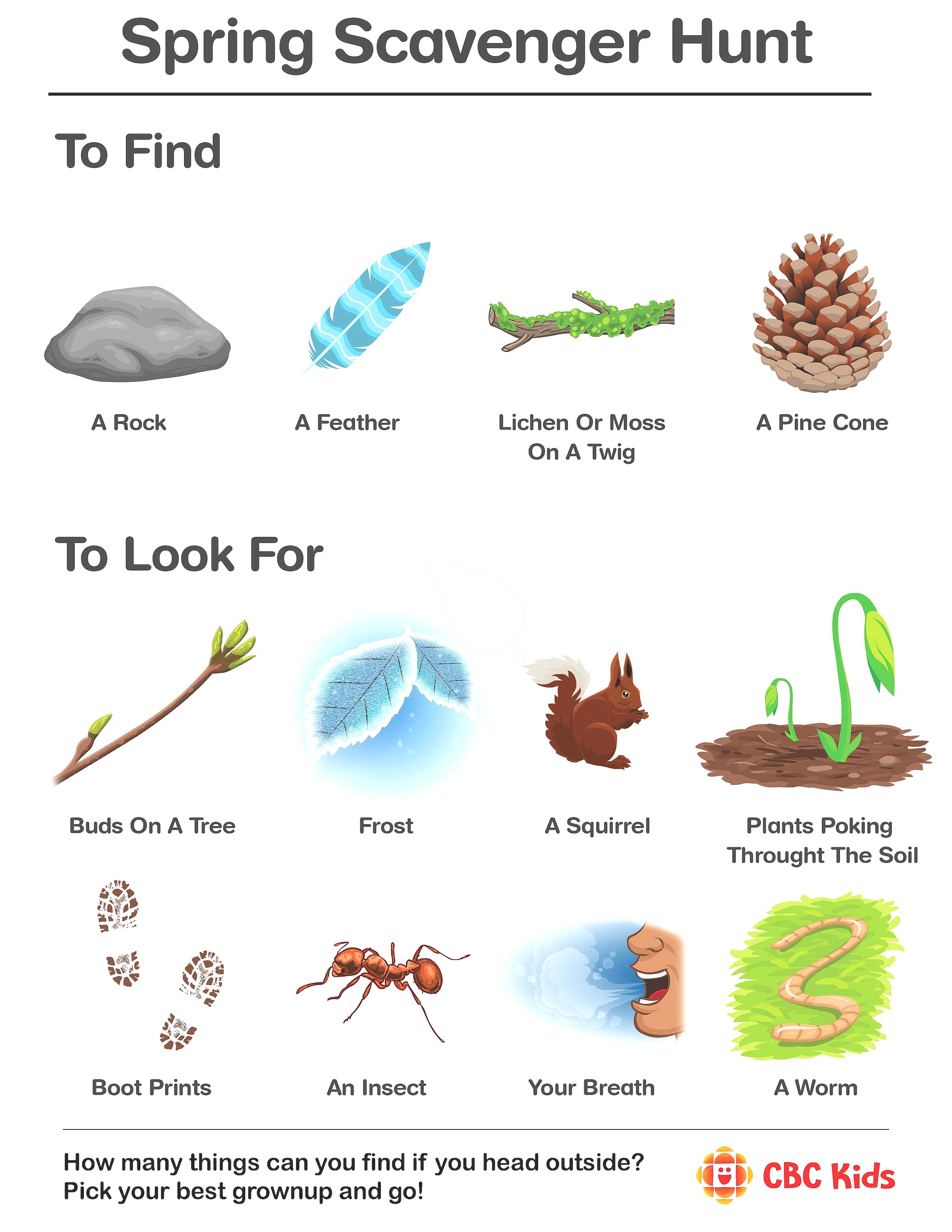 Kids participating in spring nature scavenger hunt