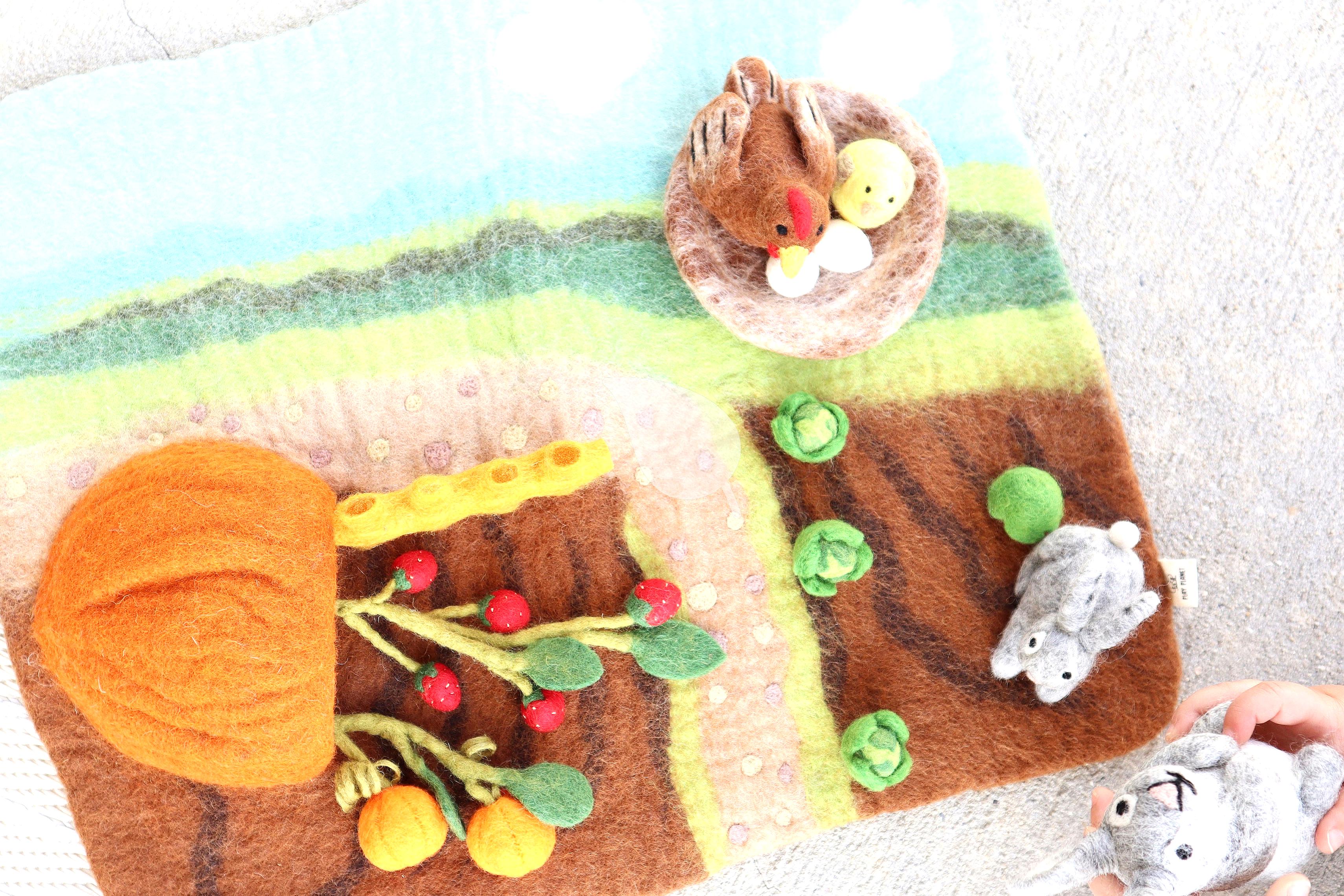 Soft wool and felt toys for toddlers